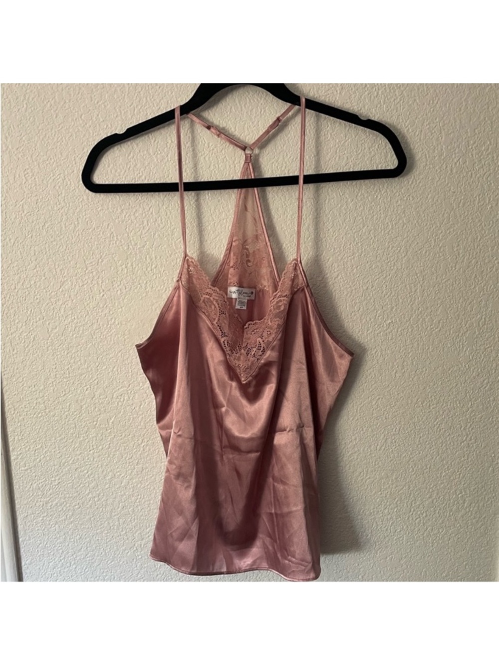 Anthropologie - Silky Lace Trim Satin Cami in Dusty Rose - In Bloom by Jonquil